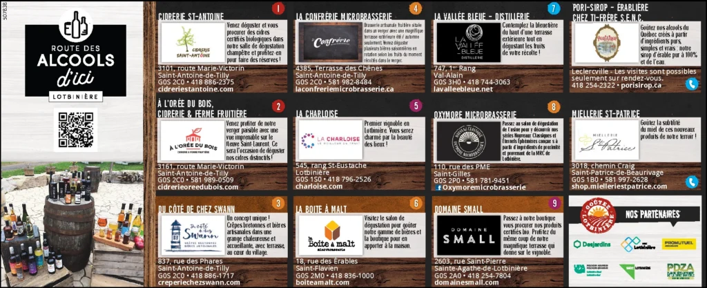 Parcourez la Route des alcools d’ici en Lotbinière!