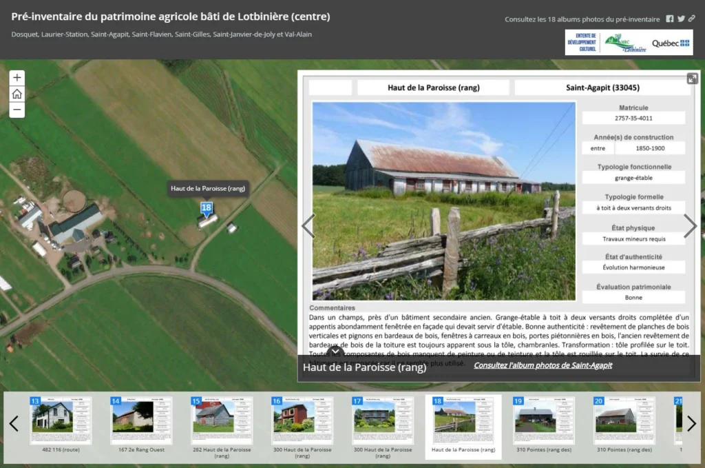 Une belle reconnaissance du Ministère de la Culture pour la cartographie interactive du patrimoine agricole de la MRC de Lotbinière
