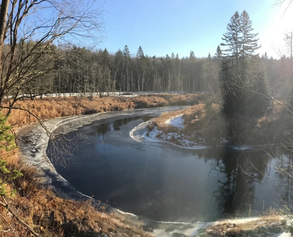 Méandre de rivière au cœur de la Forêt de la Seigneurie de Lotbinière